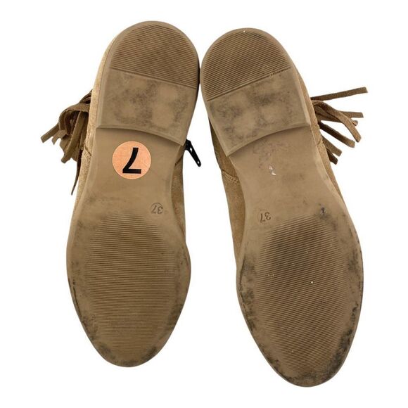 STEVE Madden Women's Tan Side Zip Suede Fringe Ankle Boots US 7 - Picture 5 of 10